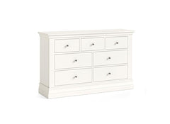 Burgundy 3+4 Wide Chest Of Drawers – Smooth White Lacquered Bedroom Storage Unit