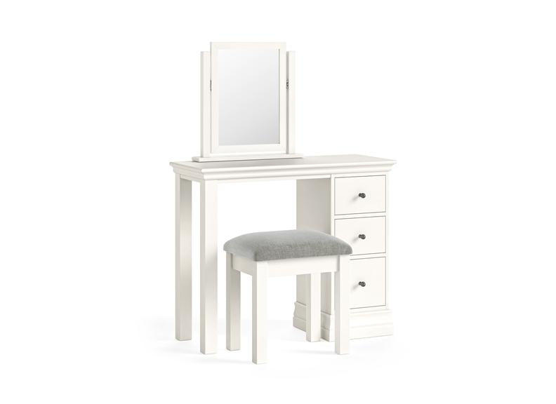 Burgundy Single Pedestal Dressing Table – Smooth White Lacquered Vanity Table