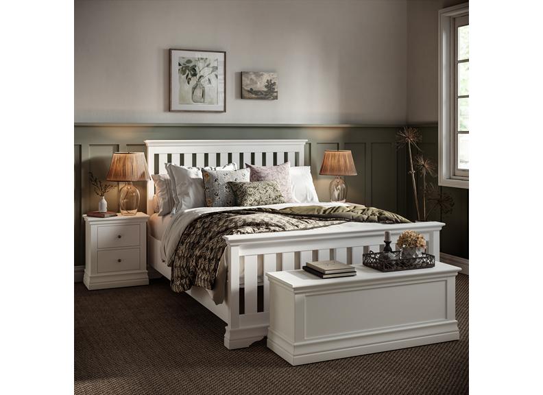 Burgundy Two Drawer Bedside – Smooth White Lacquered Bedside Storage Unit