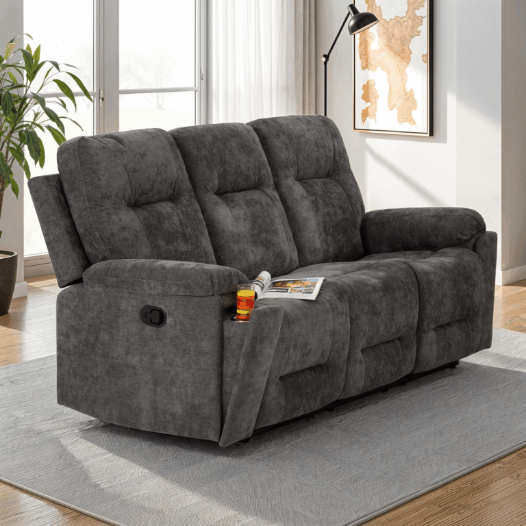 Guildford 3 Seater Recliner Sofa Grey Fabric - image 2