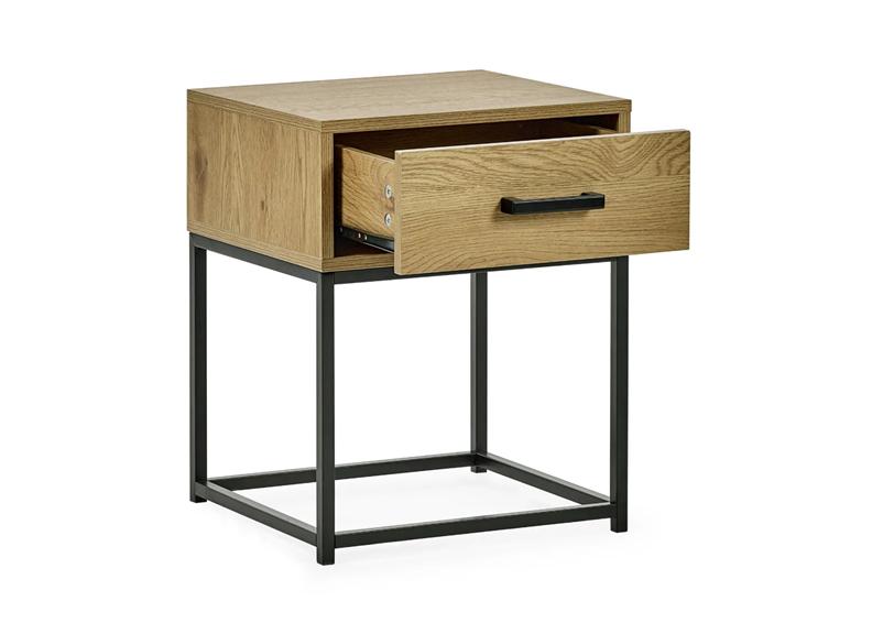 Harlow Oak Bedside Table with Metal Frame – Modern Oak Nightstand | Bedroom Storage  The Harlow Oak Bedside with Metal Frame
