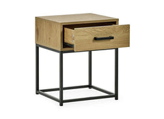 Harlow Oak Bedside Table with Metal Frame – Modern Oak Nightstand | Bedroom Storage  The Harlow Oak Bedside with Metal Frame