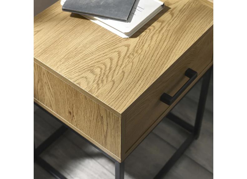 Harlow Oak Bedside Table with Metal Frame – Modern Oak Nightstand | Bedroom Storage  The Harlow Oak Bedside with Metal Frame