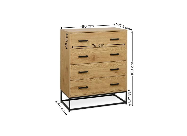 Harlow Four Drawer Chest - dims