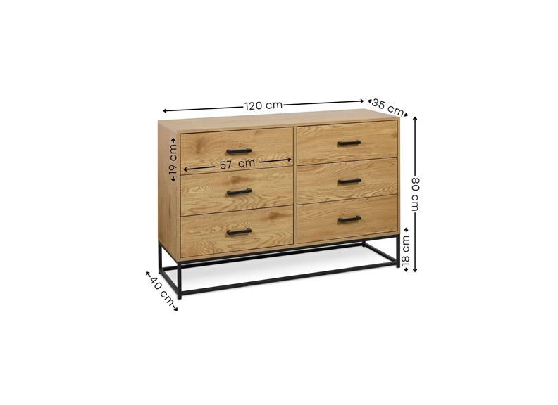 Harlow Six Drawer Chest - dims