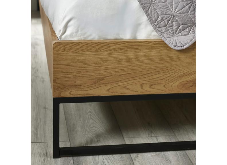 Harlow Oak Bed With Metal Frame Support – Modern Wooden Bedframe | Free Delivery In Ireland
