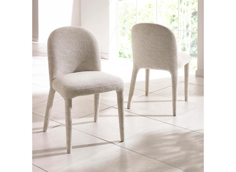 Cellini Compact Round Dining Set – Oak Table with Four Holly Chenille Fabric Chairs