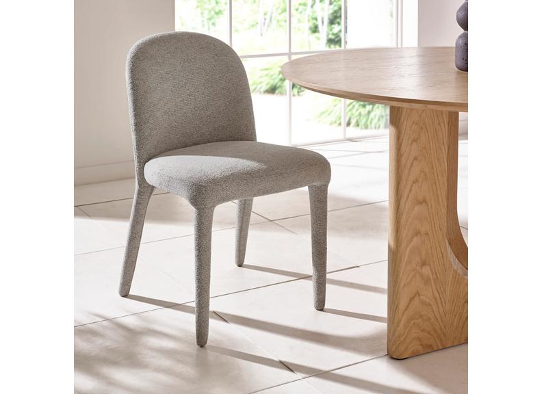 Cellini Compact Round Dining Set – Oak Table with Four Holly Chenille Fabric Chairs