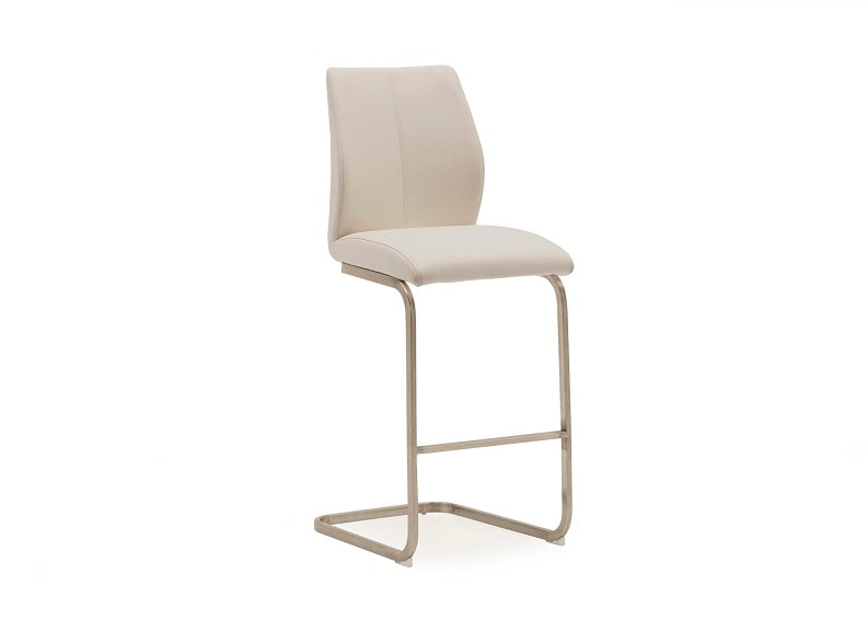 Two Irma PU Bar Chairs - Brushed Metal Frames