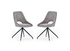 Two Jonah Swivel Dining Chairs – Cream Or Grey Chenille Fabric Dining Chair With Swivel Base