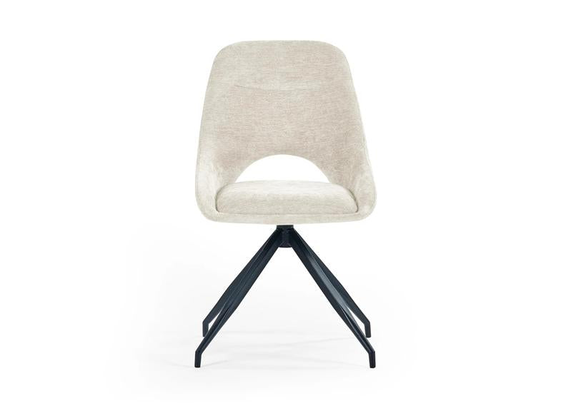 Two Jonah Swivel Dining Chairs – Cream Or Grey Chenille Fabric Dining Chair With Swivel Base