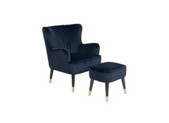 Jude Navy Chair With Footstool