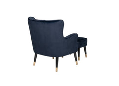 Jude Navy Chair With Footstool - rear