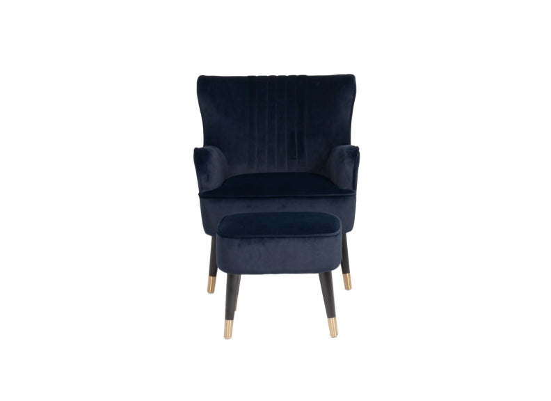 Jude Navy Chair With Footstool - front