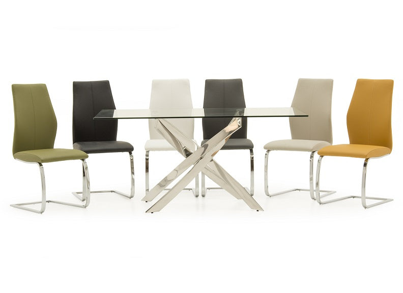 Irma PU Chairs W/Kalmar Glass Table