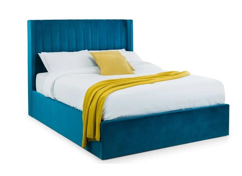 Langham Teal Storage Bed W/Scalloped Headboard