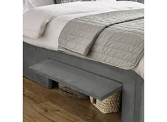 Leila Grey Fabric Bed - storage flap