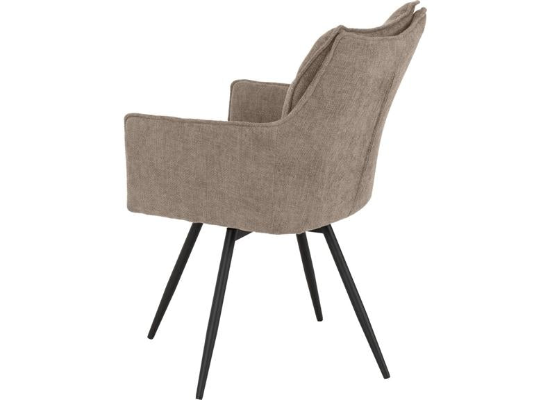 Two Lewis Fawn Carver Swivel Dining Chairs – Luxury Upholstered 360° Rotating Chairs for Dining Room & Kitchen