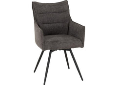 Two Lewis Grey Carver Swivel Dining Chairs – Luxury Upholstered 360° Rotating Chairs for Dining Room & Kitchen