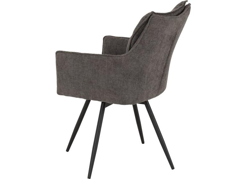 Two Lewis Grey Carver Swivel Dining Chairs – Luxury Upholstered 360° Rotating Chairs for Dining Room & Kitchen