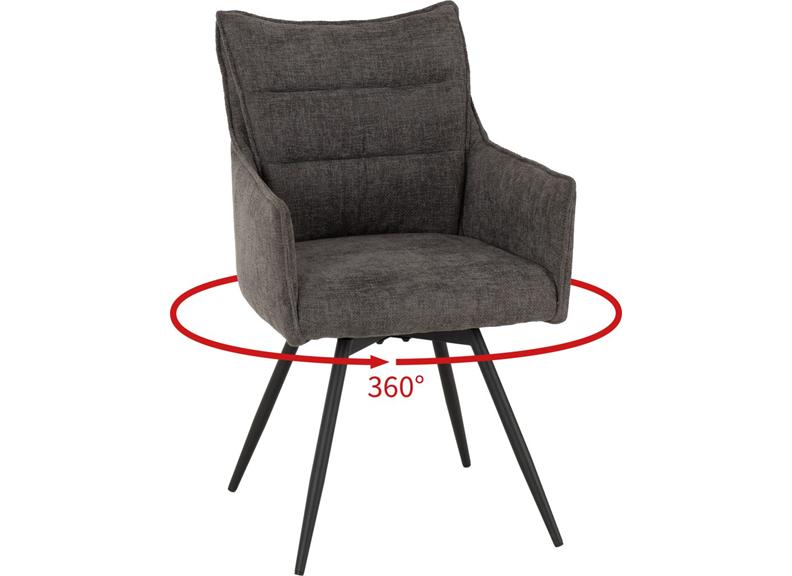 Two Lewis Grey Carver Swivel Dining Chairs – Luxury Upholstered 360° Rotating Chairs for Dining Room & Kitchen