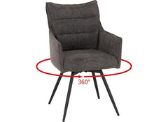 Two Lewis Grey Carver Swivel Dining Chairs – Luxury Upholstered 360° Rotating Chairs for Dining Room & Kitchen