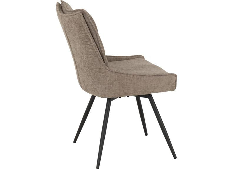 Two Lewis Fawn Swivel Dining Chairs – Luxury Upholstered 360° Rotating Chairs for Dining Room & Kitchen