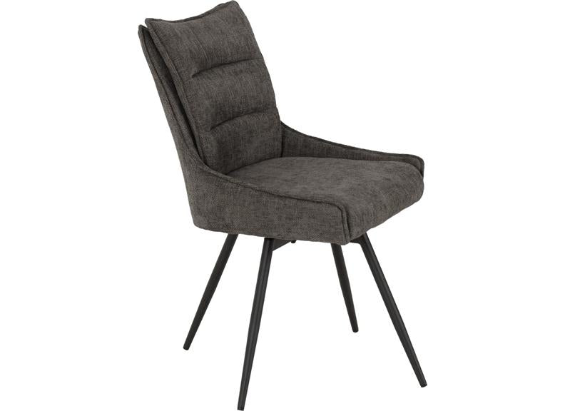 Two Lewis Grey Swivel Dining Chairs – Luxury Upholstered 360° Rotating Chairs for Dining Room & Kitchen