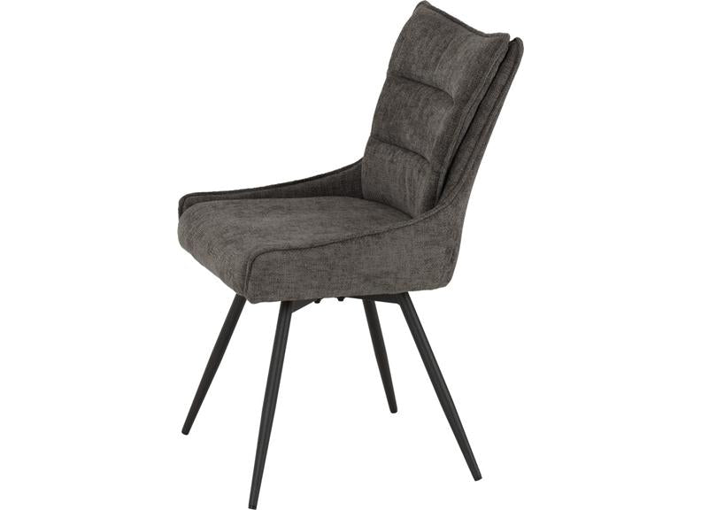 Two Lewis Grey Swivel Dining Chairs – Luxury Upholstered 360° Rotating Chairs for Dining Room & Kitchen