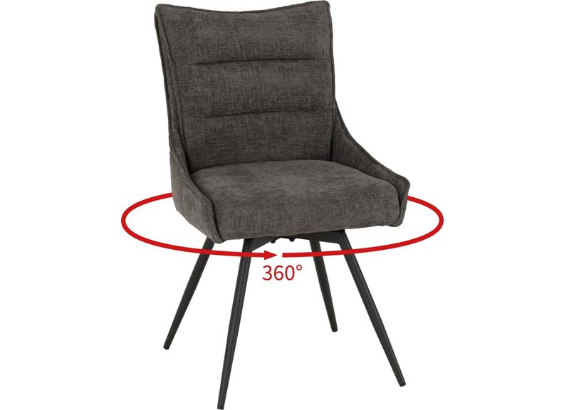 Two Lewis Grey Swivel Dining Chairs – Luxury Upholstered 360° Rotating Chairs for Dining Room & Kitchen