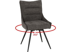 Two Lewis Grey Swivel Dining Chairs – Luxury Upholstered 360° Rotating Chairs for Dining Room & Kitchen