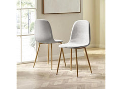 Four Lottie Fabric Dining Chairs – Grey, Green, Blue, Orange – Light Wood Legs – Set of Four