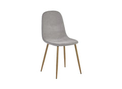 Four Lottie Fabric Dining Chairs – Grey, Green, Blue, Orange – Light Wood Legs – Set of Four