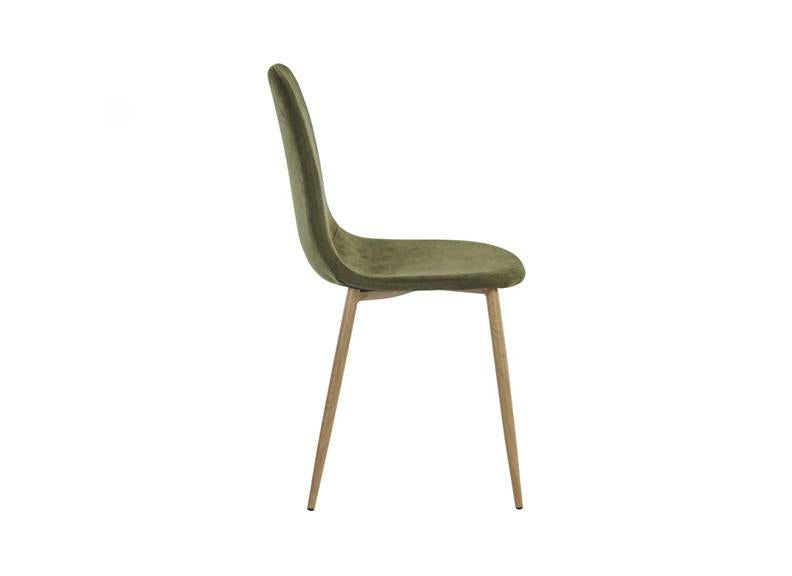 Four Lottie Fabric Dining Chairs – Grey, Green, Blue, Orange – Light Wood Legs – Set of Four