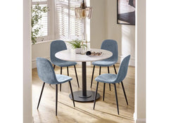 Four Lottie Fabric Dining Chairs – Grey, Green, Blue, Orange – Light Wood Legs – Set of Four
