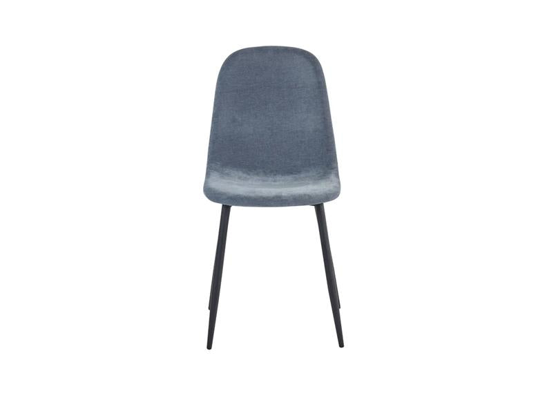Four Lottie Fabric Dining Chairs – Grey, Green, Blue, Orange – Light Wood Legs – Set of Four