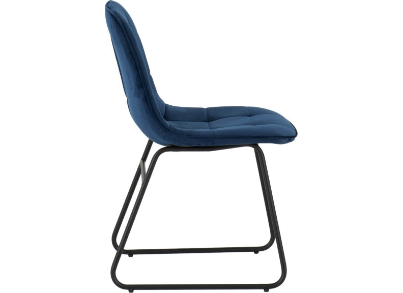Lukas Blue Velvet Chair - side