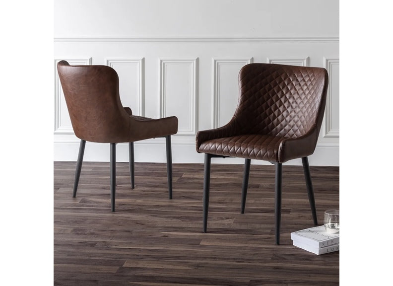 Luxe Brown Faux Leather Chairs