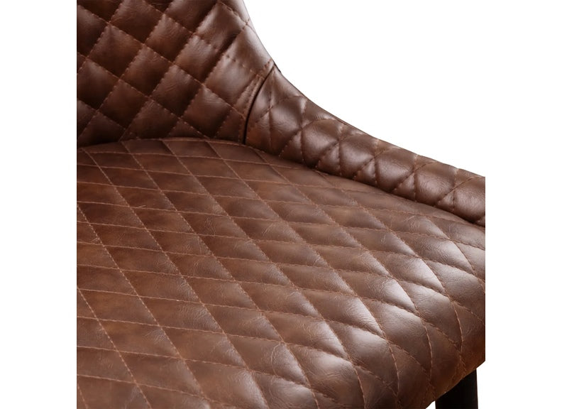 Luxe Faux Leather Brown Stool - detail