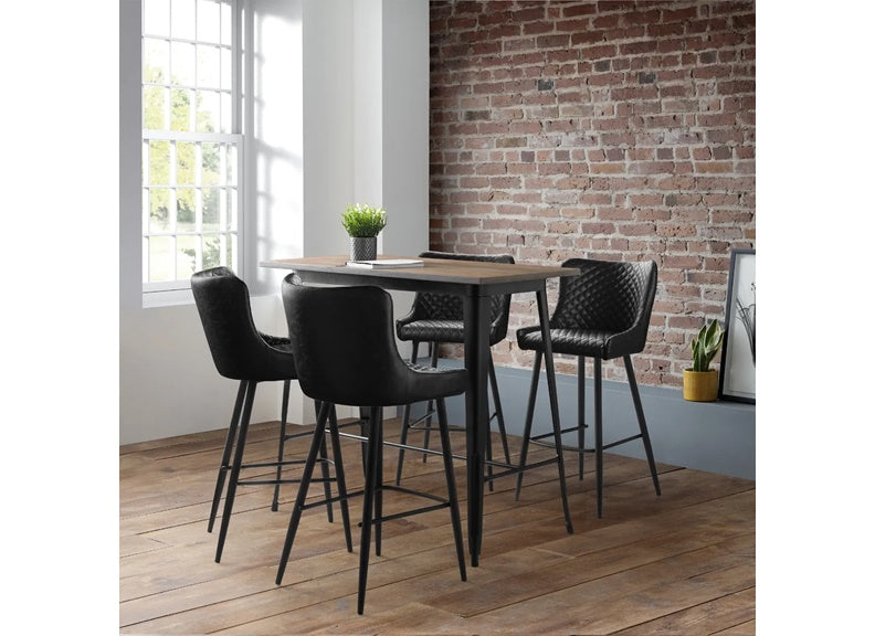 Graton Bar Table W/Luxe Black Leather Stools