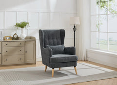 Lila Grey Fabric Occasional Armchair With Bolster Cushion – Modern Accent Lounge Chair For Living Room Or Bedroom