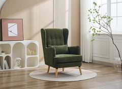 Lila Moss Fabric Occasional Armchair With Bolster Cushion – Modern Accent Lounge Chair For Living Room Or Bedroom