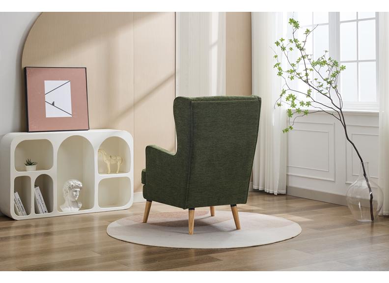 Lila Moss Fabric Occasional Armchair With Bolster Cushion – Modern Accent Lounge Chair For Living Room Or Bedroom