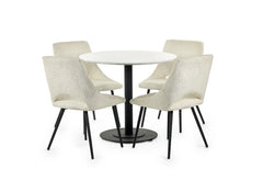 Luca Round Table & Iris Ivory Boucle Chairs
