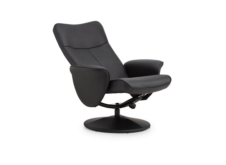 Lugano Black Faux Leather Chair - recline