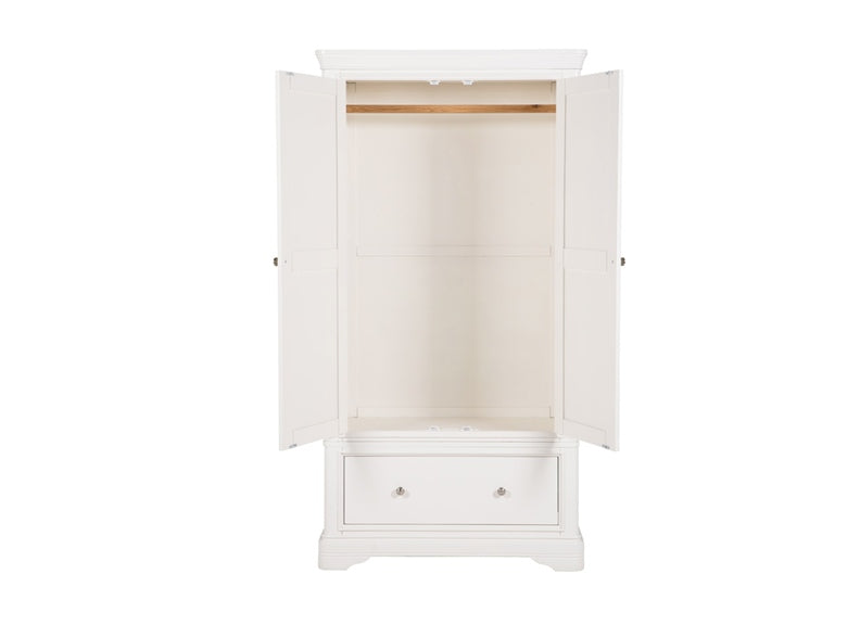 Mabel Bone Two Door Wardrobe - inside