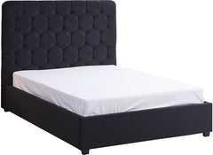 Madison Black Velvet Storage Bed with Hexagonal Debossed Headboard – Luxury Ottoman Bed Frame with Hidden Storage