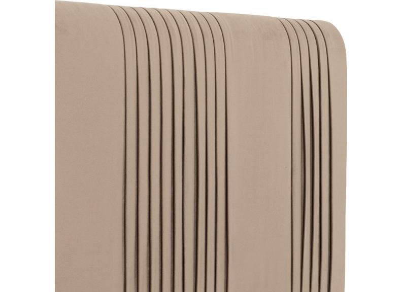 Maine Taupe Velvet Bed with Pleated Vertically Lined Headboard – Modern Upholstered Luxury Bed  (WBF)