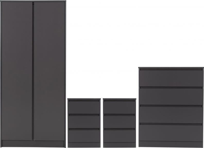 Malvern Grey 2 Door Wardrobe Set - 1