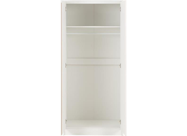 Malvern White Two Door Wardrobe - inside